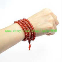 Free Shipping -  8 mm Tibetan Buddhist natural Red  jade jadeite meditation yoga - £22.42 GBP