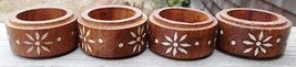 ~ 4 Vintage IEH Wood Napkin Ring/Holders W/Poinsetta Flowers ~Made In In... - £4.39 GBP