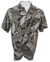 Columbia Men Hawaiian camp shirt p2p 23&quot; M aloha luau tropical floral brown vtg - £31.02 GBP