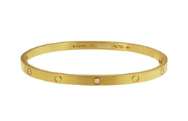 Cartier Small Love Bracelet 6 Diamonds Yellow Gold Size 17 - £3,495.93 GBP