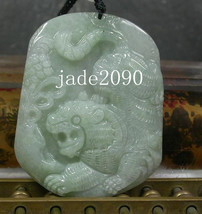 Free Shipping - good luck hand carved  natural Green jadeite jade carved chinese - £23.17 GBP