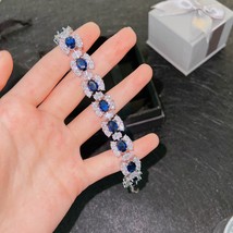 New Original Design Brilliant Blue Diamond Bracelet Women's Super Sparkling High - £40.82 GBP