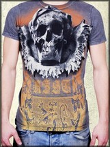 RZST Nature&#39;s Guardian Skull Lion Gun Ornate Mens T-Shirt Silver S XXL $... - £22.09 GBP
