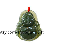 FREE SHIPPING - Real  Natural green jade  jadeite best luck Wealth buddha charm  - £15.17 GBP