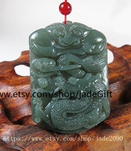 Free Shipping -   Real Green jadeite jade Carved Dragon charm jade Pendant - $23.99