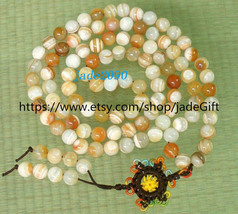 Free Shipping -Tibetan Buddhist 37&#39;&#39; Natural white agate / Natural yellow agate  - $26.99