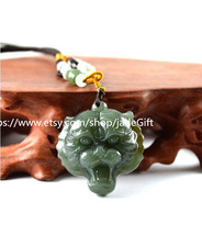 Free Shipping - I hope you lucky Natural Green jade Good luck Hand- carved Natur - £15.95 GBP