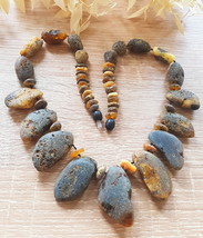 Raw unpolished Baltic Amber Necklace /  Large Amber Necklace - £43.43 GBP