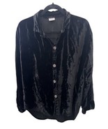 CP Shades Rayon Crushed Velvet Long Sleeve Button Down Shirt Jacket Blac... - $622.02 MXN