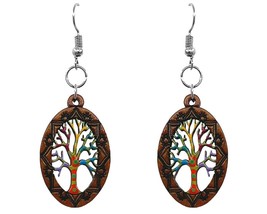 Wooden Tree of Life Shape Dangle Earrings - Womens Fashion Handmade Jewe... - $17.81