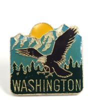 VTG Washington American Bald Eagle Mountains Sun Enamel Lapel Pin  Souvenir - $12.99