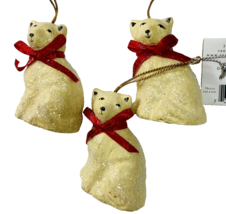 Seasons of Cannon Falls Teena Flanner Signed White Cats Ornaments Mini Set of 3 - £7.29 GBP