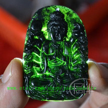 Free shipping - hand carved natural green jadeite jade  Kwan-Yin Good luck amule - £15.18 GBP