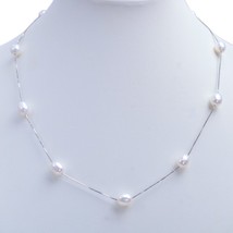 ASHIQI Real 925 sterling silver necklace 7-8mm Real Natural Freshwater pearl nec - £14.71 GBP