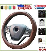 Universal 15-Inch Genuine Leather Steering Wheel Cover – Anti-Slip &amp; Odo... - $526.10 MXN