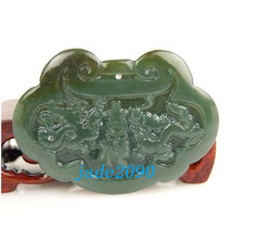 Free Shipping - green jadeite jade Good luck Hand- carved AAA Natural gr... - $16.99