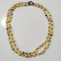 Vintage Multi Strand Necklace Yellow Acrylic Bead 22&quot; Costume Jewelry - £10.22 GBP