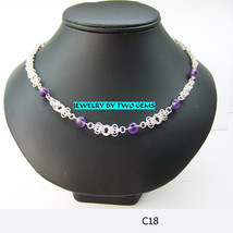 C18 sterling silver plated necklace with amethyst  - £31.97 GBP