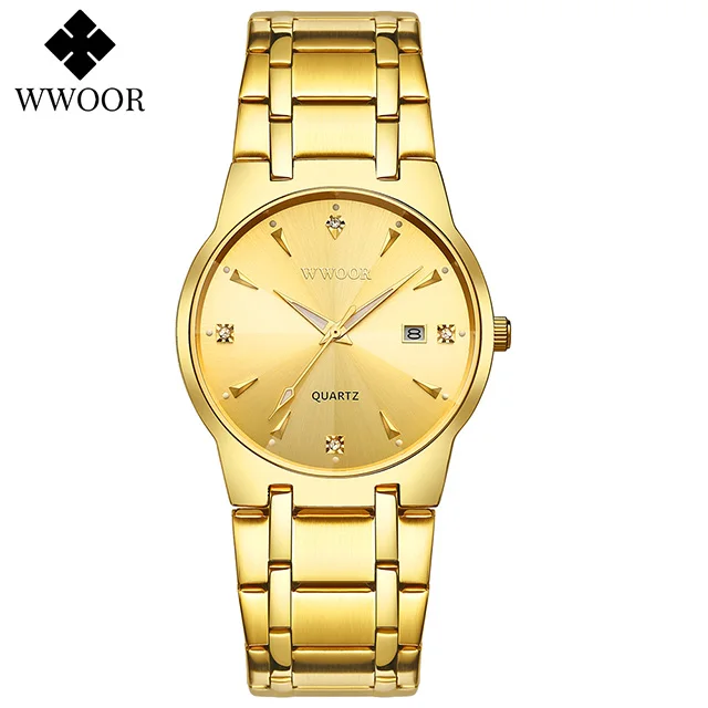 Diamond Fashion Watch For Men  Date Male Watch Gold Luxury Quartz Bracelet Wrist - £26.52 GBP