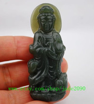 Free shipping - Tibet Buddhist  natural green jadeite jade Buddhist Bodhisattvas - £14.90 GBP