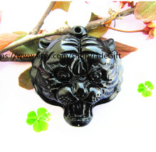 Free Shipping -  Good luck Hand- carved Natural black jade Tiger Head  jade jade - £14.89 GBP