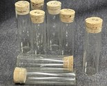 8 Clear Glass Vials Tube Cork Top Holder Storage 3” Tall - £9.57 GBP