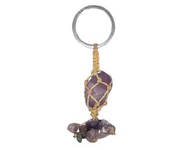 Mia Jewel Shop Macramé Wrapped Tumbled Stone Short Chip Stone Dangle Keychain -  - £11.84 GBP