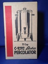 VINTAGE 22 CUP ELECTRIC COFFEE PERCOLATOR~MIRRO ALUMINUM CO~W/BOX &amp; PAPE... - $73.87