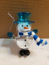 Christmas Ornament Clear Plastic Snowman Filled with Mini White Snowballs - $3.96