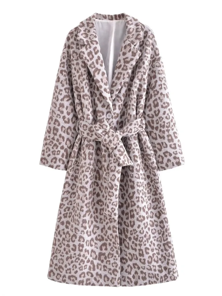 Adherebling  Winter  Traf Longline Trench Coat Chic Vintage  Print Belted Overco - £233.49 GBP