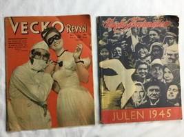 Two Vtg Swedish Magazines Sweden Vecko Tournalen 1945 Vecko Revyn ‘47 - $24.73