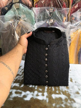 Black Traditional Chikankari Mans Kurta Bollywood Style Men Party Wear Soft Cott - £31.16 GBP+