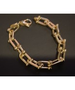 MIA Fiore Chain U Link 18K Gold Plated Bronze Dyadema Bracelet Itly 8.5&quot;... - $79.00