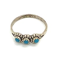 Vintage Sterling Silver Signed Bell Trading Post Snake Eye Turquoise Ring 4 1/4 - £30.23 GBP