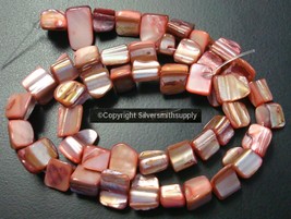 Natural baroque RED Abalone sea shell drilled nugget beads 15 In strand BS015 - £2.33 GBP