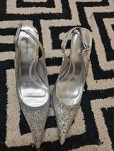 Barrats Silver Glittered Slingback Sandals For Women Size 6uk Express Shipping - £17.94 GBP