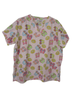 STAT Medical Scrub Shirt women sz L Cotton Polyester Flip Flops beach pi... - £19.45 GBP