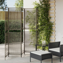 Decorate and Divide with Room Divider 5 Panels Gray Poly Rattan - £135.91 GBP