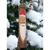 Carved Santa Claus Christmas Tree Ornament Wood Branch Face Folk Art Rustic - £13.28 GBP