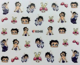 Nail Art 3D Decal Stickers Betty Boop Champaign Glasses Bows K046 - £2.62 GBP