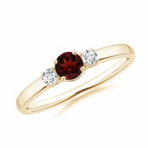 Authenticity Guarantee 
Classic Garnet &amp; Diamond Three Stone Engagement Ring ... - £529.81 GBP