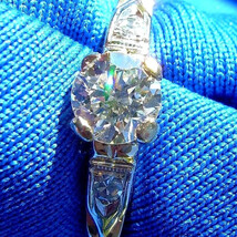 Earth mined Diamond Deco Engagement Ring 0.53 carat Vintage Solitaire 14k Gold - $3,462.54 CAD