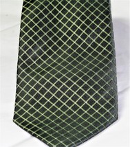 Clairborne Diamond Design Garment Guard Men&#39;s Silk Necktie  Olive - $7.31