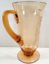 Fostoria Vesper Amber Pitcher Depression Floral Optical Etched Vintage Glassware - £178.79 GBP