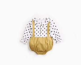 Baby Girl Polka Dot Pattern Doll Collar Design Fake Two Piece Backless Long Slee - £34.36 GBP