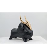 Bold and Striking Black Bull with Gold Horns Statue – Handcrafted Polyre... - £196.12 GBP