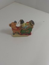 vintage glass Christmas ornament snowman in sled with reindeer - $9.90