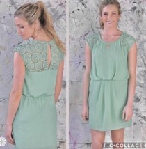 NWT Entro Crochet Mini Dress with Cap Sleeve and Pockets Mint Large (Medium Fit) - £25.73 GBP
