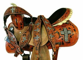 Rough out on western genuine leather saddle on 16&quot; all sizes with tack set - $672.52