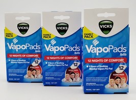 36 Vicks VapoPads Refills Menthol Family 3 Packs Soothing Pads VSP-19 - £22.00 GBP